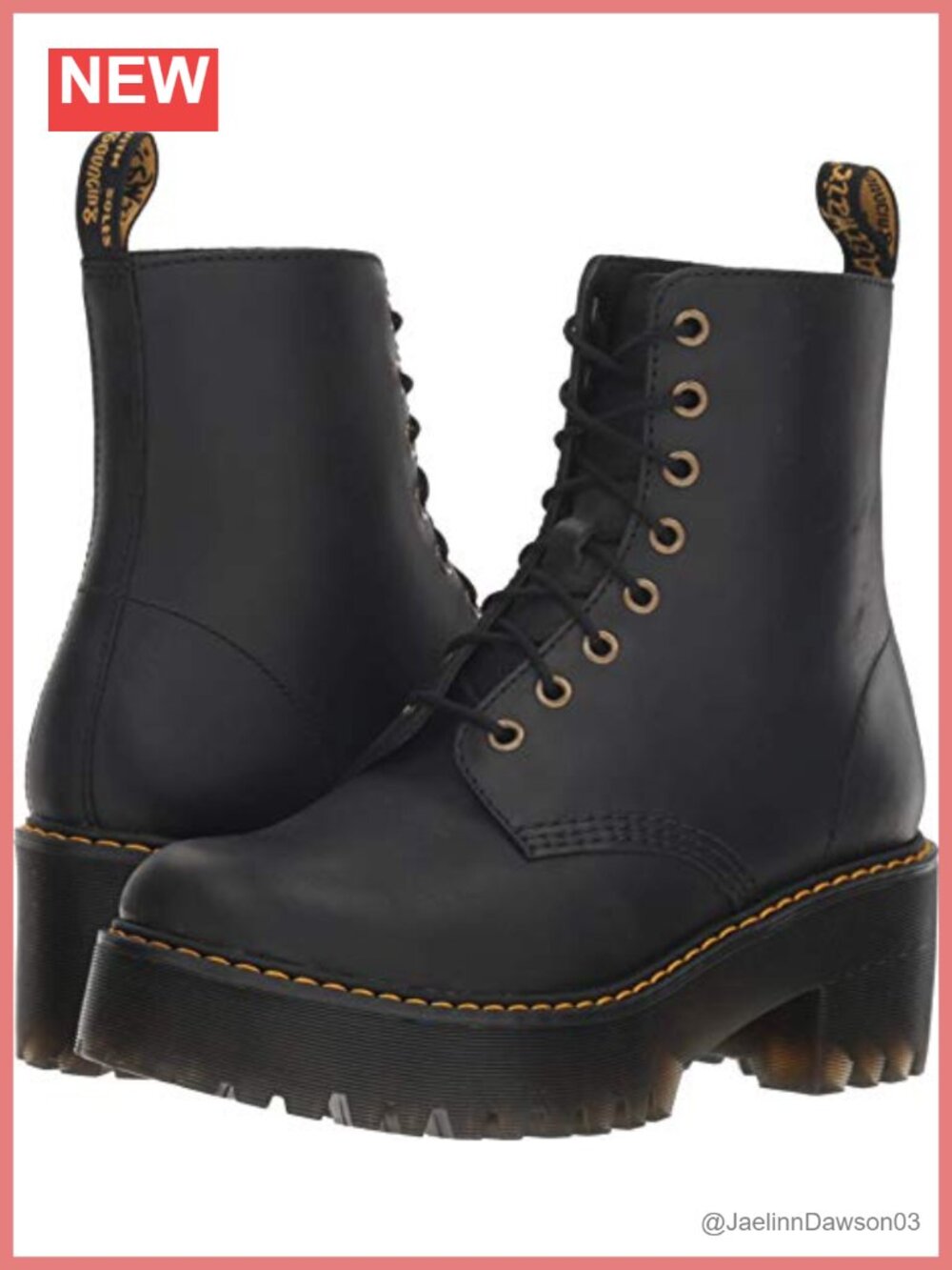Leather Lace Up Platform Heeled Boots Mid-Calf